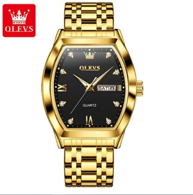 Picture of Olevs 5528S Golden Stainless Steel Analog Wrist Watch For Men - Black & Golden