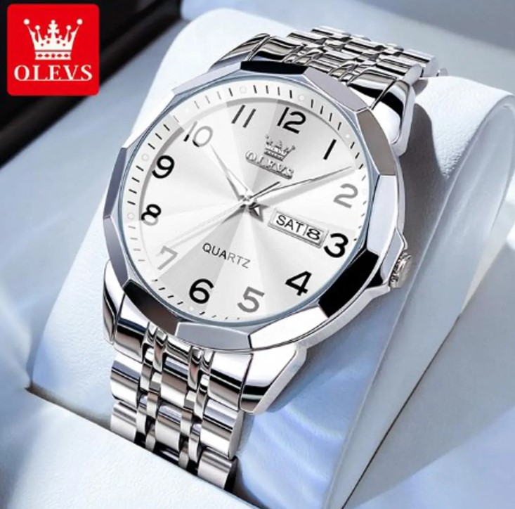 Picture of Olevs 9970G Silver Stainless Steel Analog Wrist Watch For Men - Silver