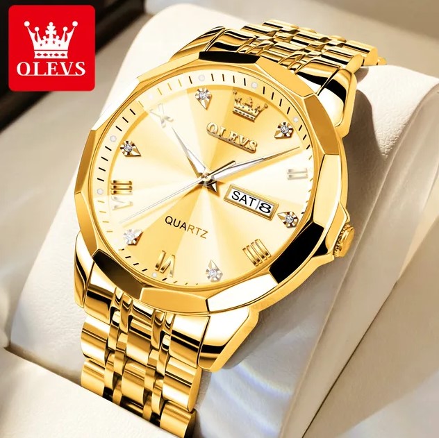 Picture of Olevs 9941G Golden Stainless Steel Analog Wrist Watch For Men - Golden
