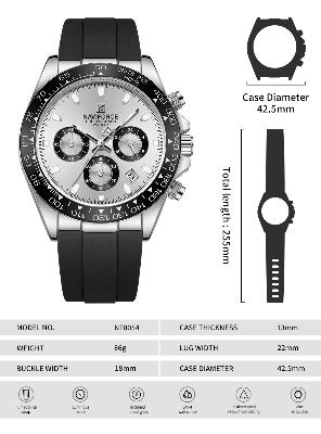 Picture of NAVIFORCE NF8054 Sleek Racing Charismatic Metallic Luminous Hands Timepiece For Style and Durability Wrist Watch