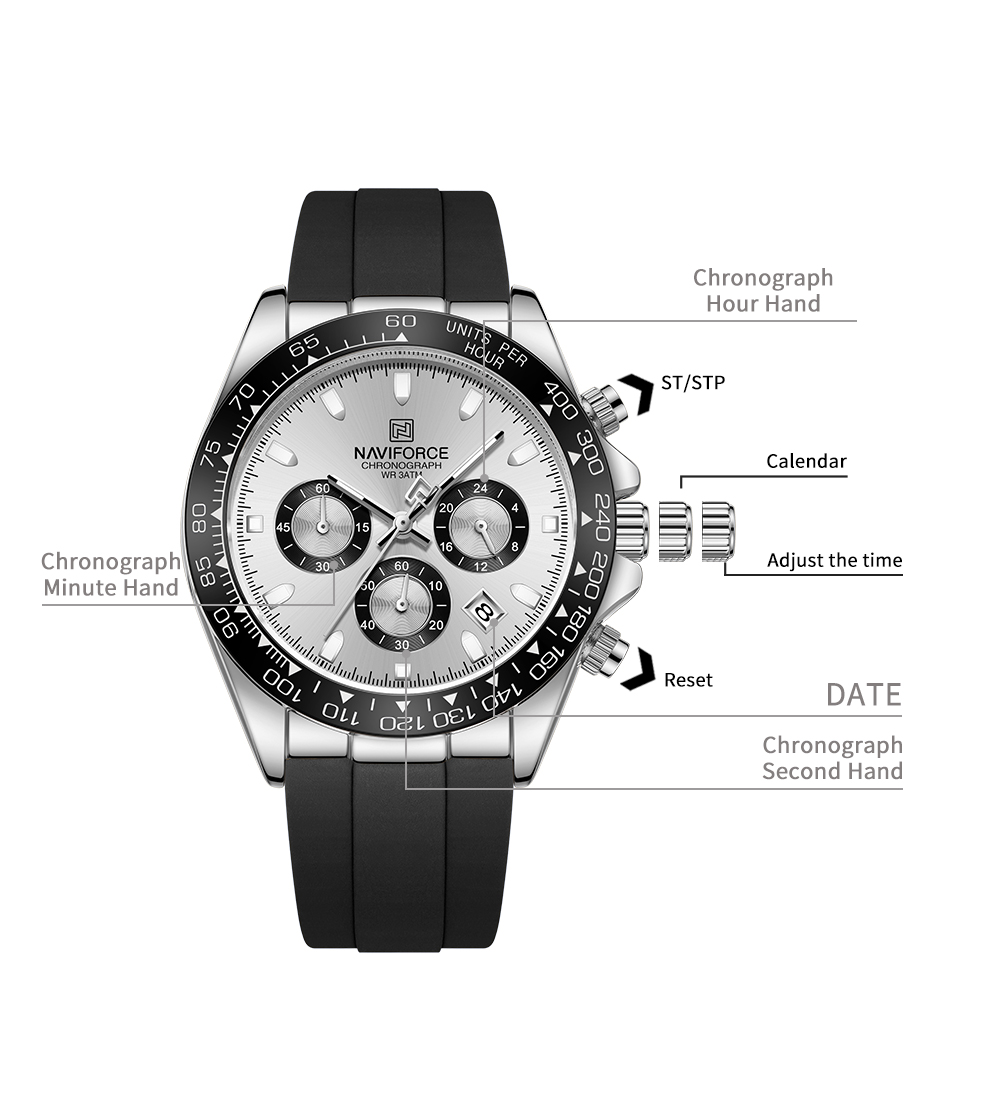 Picture of NAVIFORCE NF8054 Sleek Racing Charismatic Metallic Luminous Hands Timepiece For Style and Durability Wrist Watch