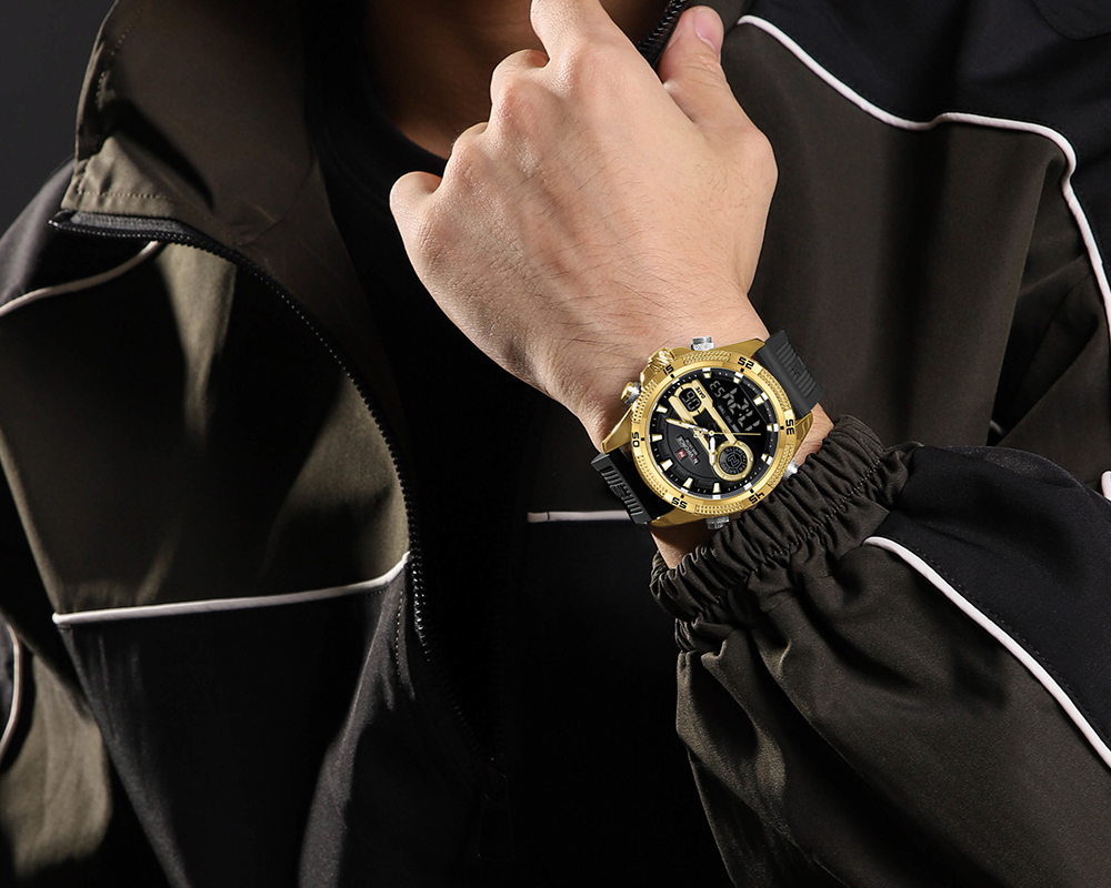 Picture of NAVIFORCE NF9223 Military Style Men’s Outdoor Sports Multifunctional Watch Dual Display Quartz Movement Silicone Strap Luminous Waterproof