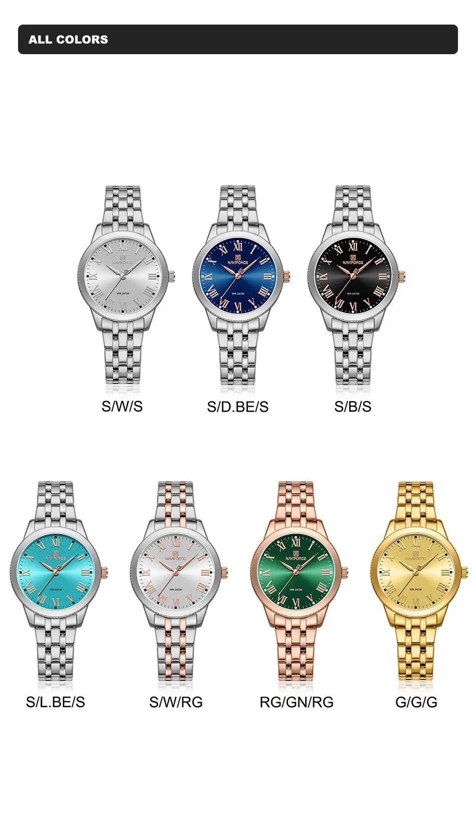 Picture of NAVIFORCE NF5032 Watches For Ladies Casual Wild Stainless Steel Band Women Bracelet 30M Water Resistant Sports Female Wrist Watch