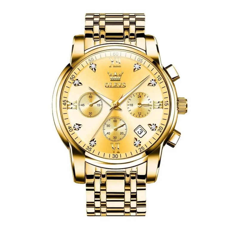 Picture of Olevs 2858S Golden Stainless Steel Chronograph Wrist Watch For Men - Golden