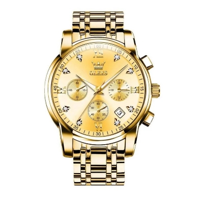 Picture of Olevs 2858S Golden Stainless Steel Chronograph Wrist Watch For Men - Golden