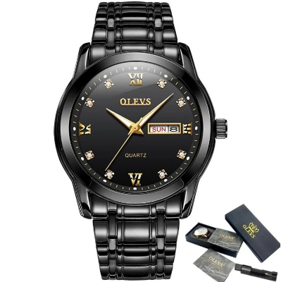 Picture of Olevs 8691S Black Stainless Steel Analoge Wrist Watch For Men - Black
