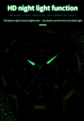 Picture of Olevs 5529G Silver & Golden Stainless Steel Chronograph Wrist Watch For Men - Black Silver & Golden