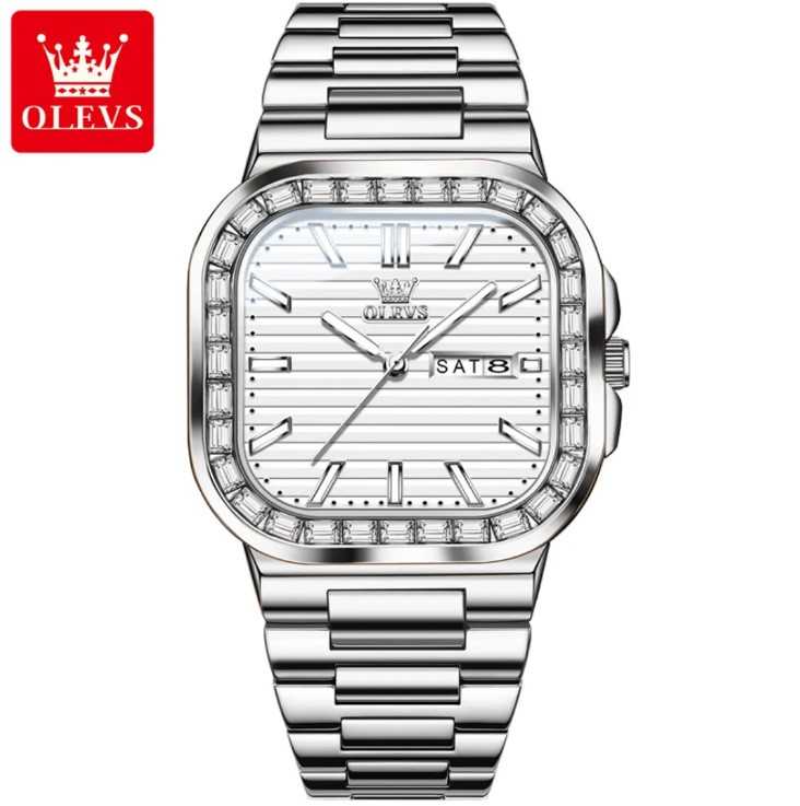 Picture of Olevs 9966G Silver Stainless Steel Analog Wrist Watch For Men - Silver