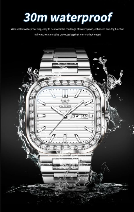 Picture of Olevs 9966G Silver Stainless Steel Analog Wrist Watch For Men - Silver