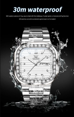 Picture of Olevs 9966G Silver Stainless Steel Analog Wrist Watch For Men - Silver