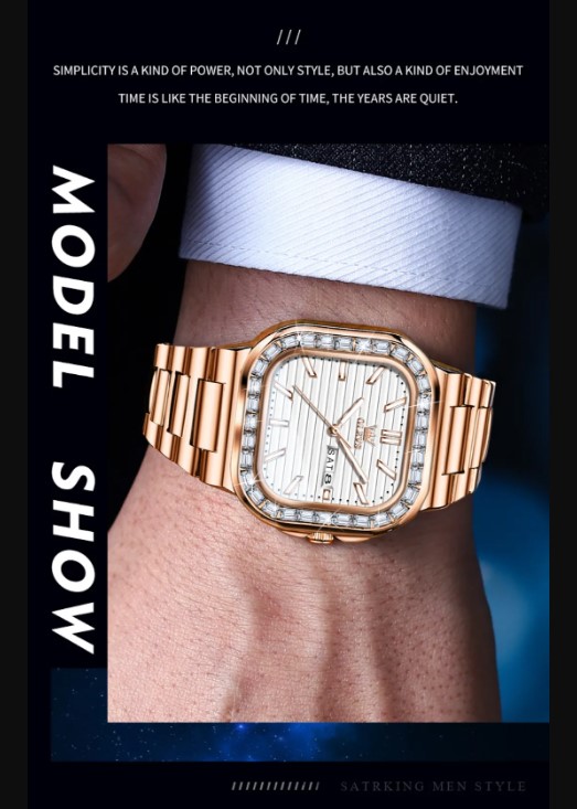 Picture of Olevs 9966G RoseGold Stainless Steel Analog Wrist Watch For Men - White & RoseGold