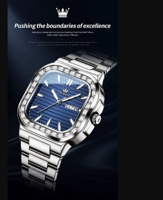 Picture of Olevs 9966G Silver Stainless Steel Analog Wrist Watch For Men - RoyalBlue & Silver