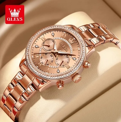 Picture of Olevs TY715F RoseGold Stainless Steel Chronograph Wrist Watch For Women - RoseGold