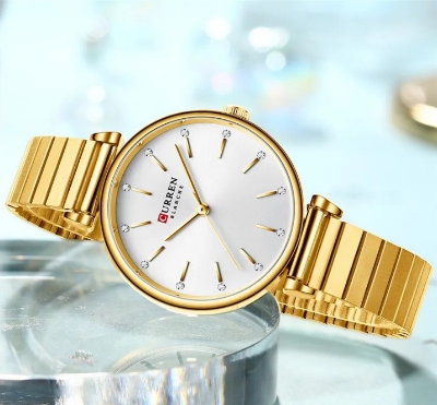 Picture of CURREN 9040F Stainless Steel Analog Watch For Women – Golden & White