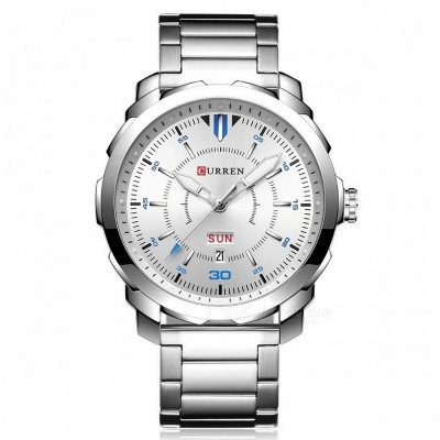 Picture of CURREN C8266S Silver Stainless Steel Watch For Men - Silver & White