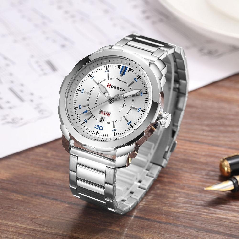 Picture of CURREN C8266S Silver Stainless Steel Watch For Men - Silver & White