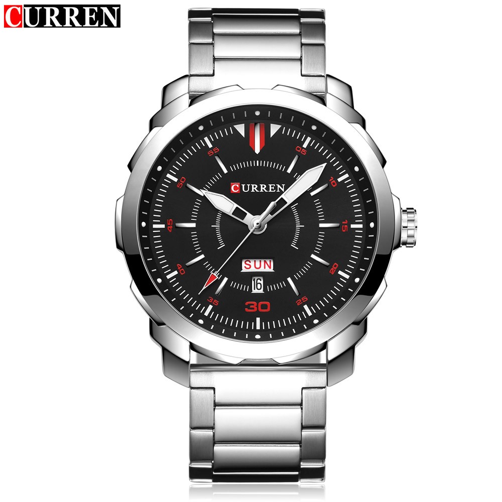 Picture of CURREN C8266S Silver Stainless Steel Watch For Men - Silver & Black