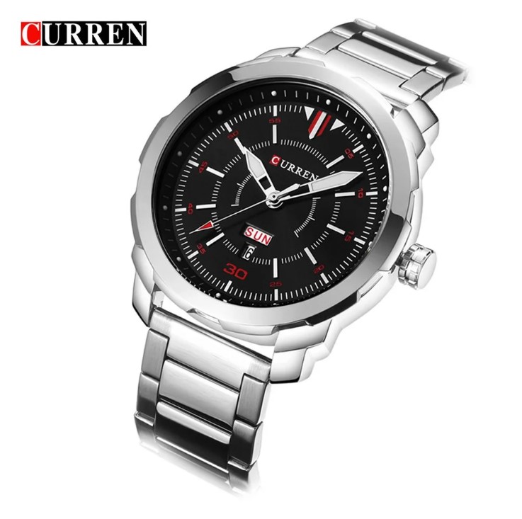 Picture of CURREN C8266S Silver Stainless Steel Watch For Men - Silver & Black