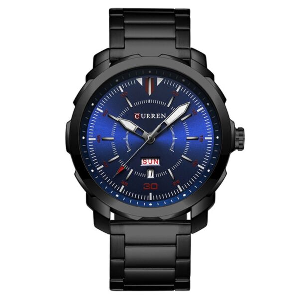 Picture of CURREN C8266S Black Stainless Steel Watch For Men - Black & RoyalBlue