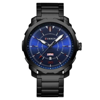 Picture of CURREN C8266S Black Stainless Steel Watch For Men - Black & RoyalBlue
