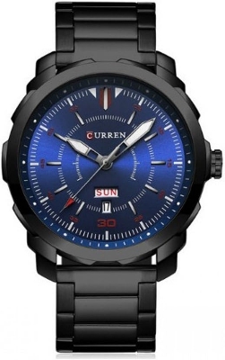 Picture of CURREN C8266S Black Stainless Steel Watch For Men - Black & RoyalBlue