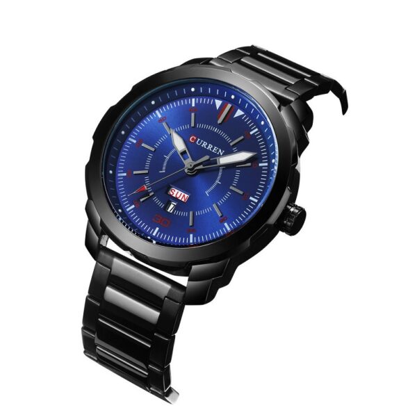Picture of CURREN C8266S Black Stainless Steel Watch For Men - Black & RoyalBlue