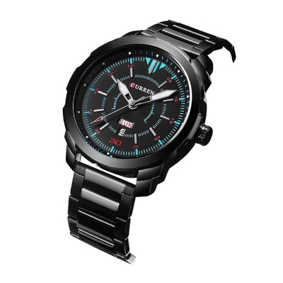Picture of CURREN C8266S Black Stainless Steel Watch For Men - Black & Blue