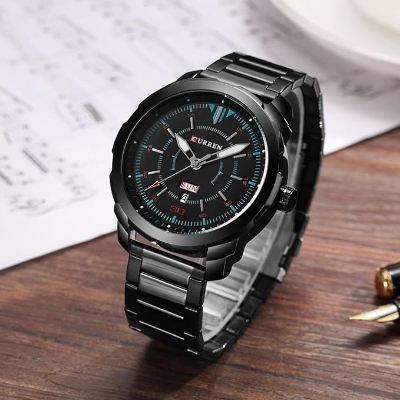 Picture of CURREN C8266S Black Stainless Steel Watch For Men - Black & Blue