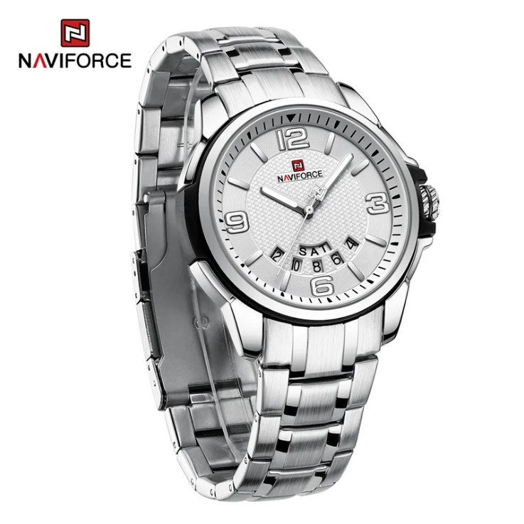 Picture of Naviforce NF9215S Stainless Steel Analog Calender Watch For Men’s - Silver & White