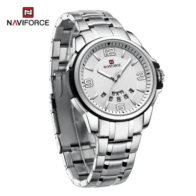 Picture of Naviforce NF9215S Stainless Steel Analog Calender Watch For Men’s - Silver & White