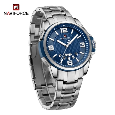 Picture of Naviforce NF9215S Stainless Steel Analog Calender Watch For Men’s -Silver & Blue