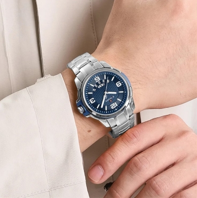 Picture of Naviforce NF9215S Stainless Steel Analog Calender Watch For Men’s -Silver & Blue