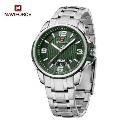 Picture of Naviforce NF9215S Stainless Steel Analog Calender Watch For Men’s -Silver & Green