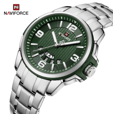 Picture of Naviforce NF9215S Stainless Steel Analog Calender Watch For Men’s -Silver & Green