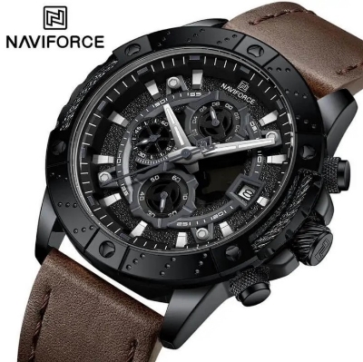 Picture of NAVIFORCE NF8055L PU Leather Chronograph Watch For Men’s –Black & Chocolate
