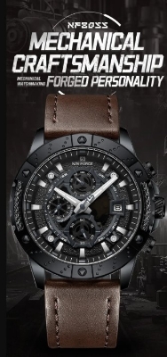 Picture of NAVIFORCE NF8055L PU Leather Chronograph Watch For Men’s –Black & Chocolate