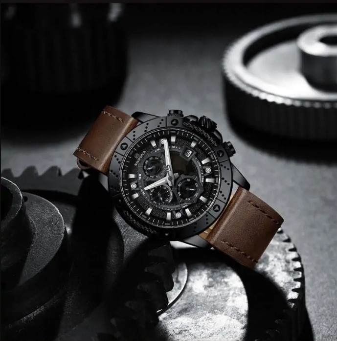 Picture of NAVIFORCE NF8055L PU Leather Chronograph Watch For Men’s –Black & Chocolate
