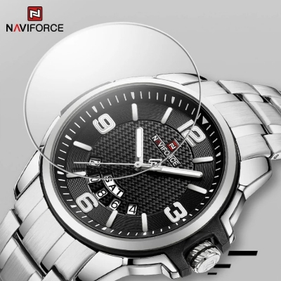 Picture of Naviforce NF9215S Stainless Steel Analog Calender Watch For Men’s -Silver & Black