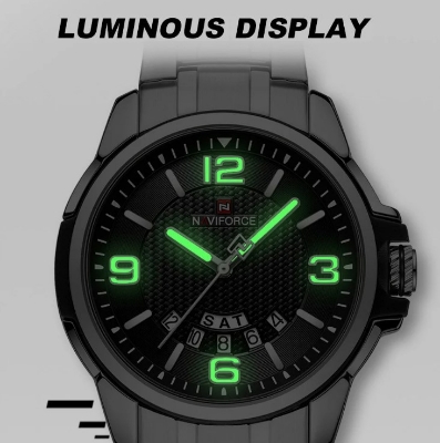 Picture of Naviforce NF9215S Stainless Steel Analog Calender Watch For Men’s -Silver & Black
