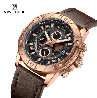 Picture of NAVIFORCE NF8055L PU Leather Chronograph Watch For Men’s –Rosegold & Chocolate