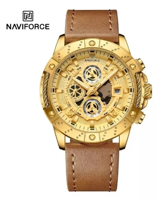 Picture of NAVIFORCE NF8055L PU Leather Chronograph Watch For Men’s – Brown & Golden