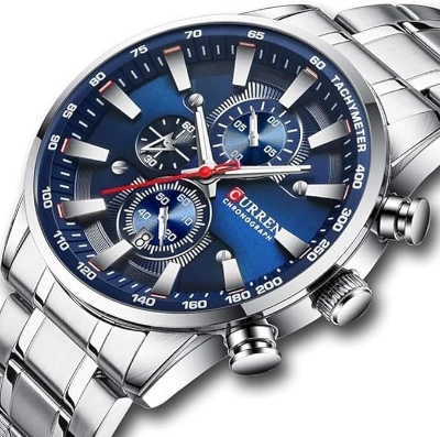 Picture of Curren C8445S Quartz Stainless Steel Men’s Watch – Silver & Blue