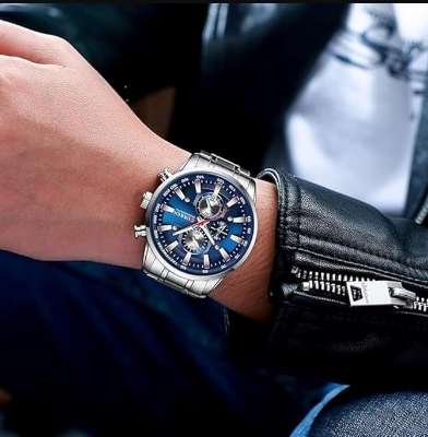 Picture of Curren C8445S Quartz Stainless Steel Men’s Watch – Silver & Blue