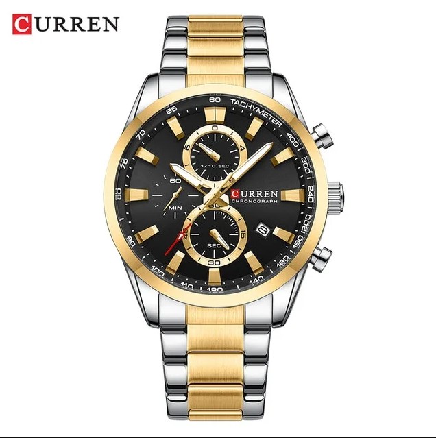 Picture of Curren C8445S Quartz Stainless Steel Men’s Watch – Silver Golden & Black