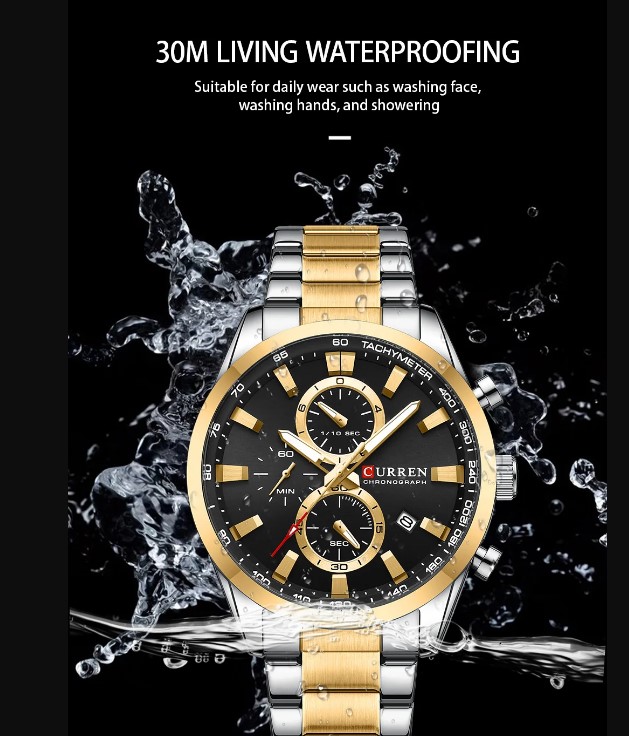 Picture of Curren C8445S Quartz Stainless Steel Men’s Watch – Silver Golden & Black