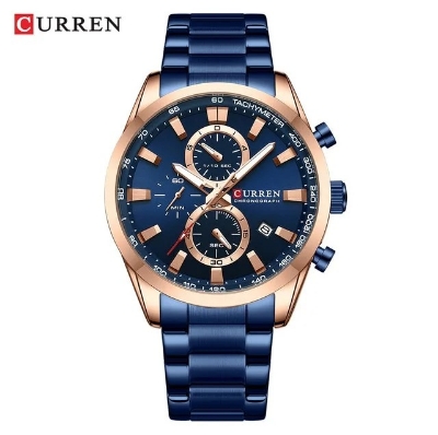 Picture of Curren C8445S Quartz Stainless Steel Men’s Watch – Royal Blue & Rose Gold