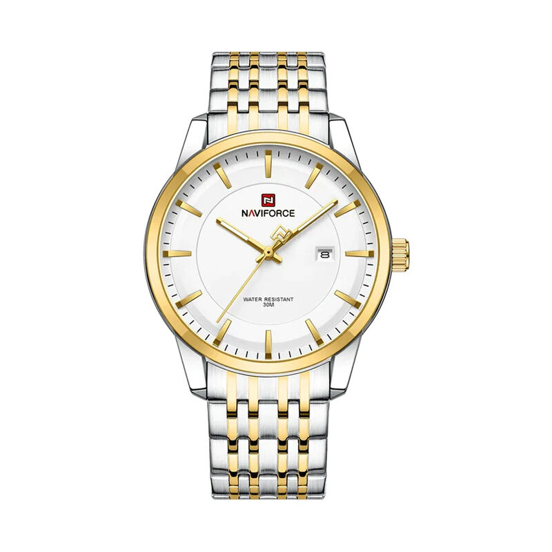 Picture of NAVIFORCE NF9228S Stainless Steel Waterproof Men’s Watch – White Silver & Golden
