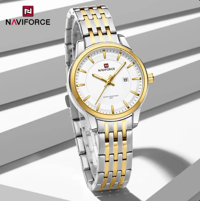 Picture of NAVIFORCE NF9228L Stainless Steel Waterproof Women's Watch – White Silver & Golden