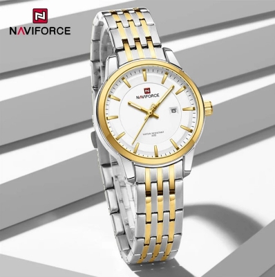 Picture of NAVIFORCE NF9228L Stainless Steel Waterproof Women's Watch – White Silver & Golden