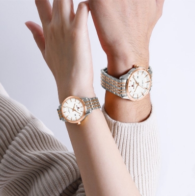 Picture of NAVIFORCE NF9228C Stainless Steel Waterproof Couple Watch – White Silver & RoseGold